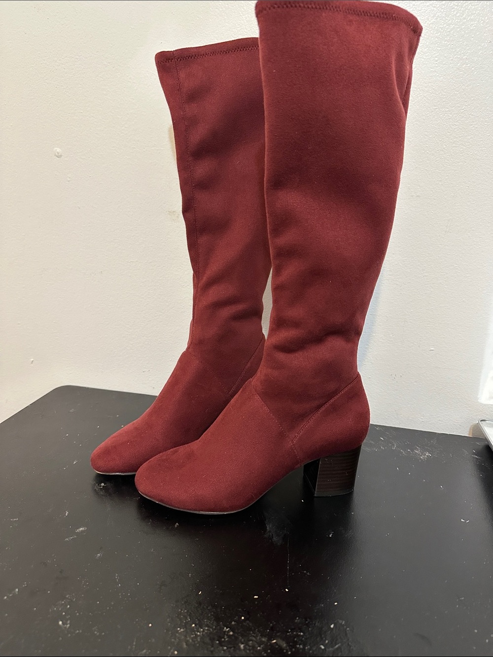 Boden Over-The-Knee Stretch Boots in Burgundy
